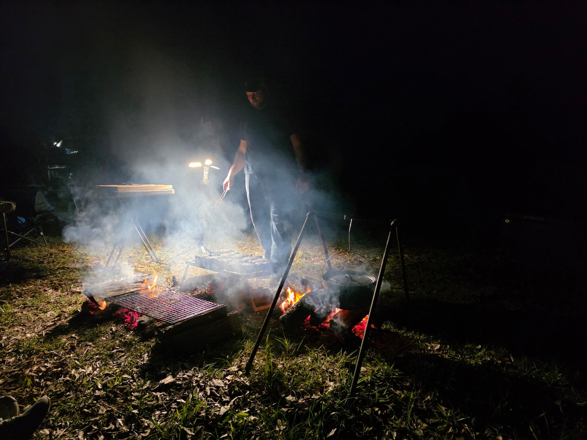 Night campfire scene