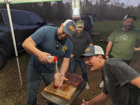 Preparing food at camp