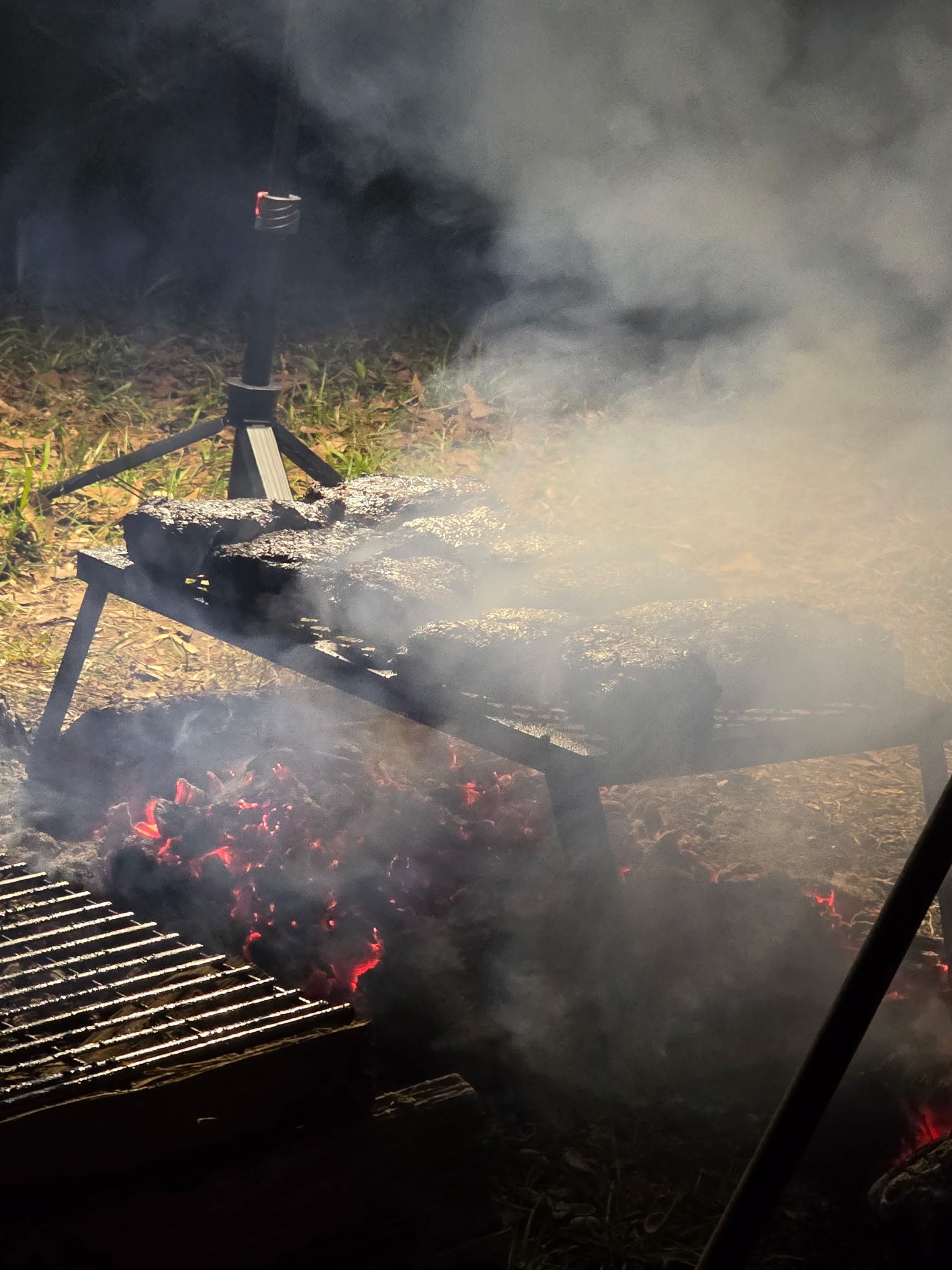 Food being prepared over fire